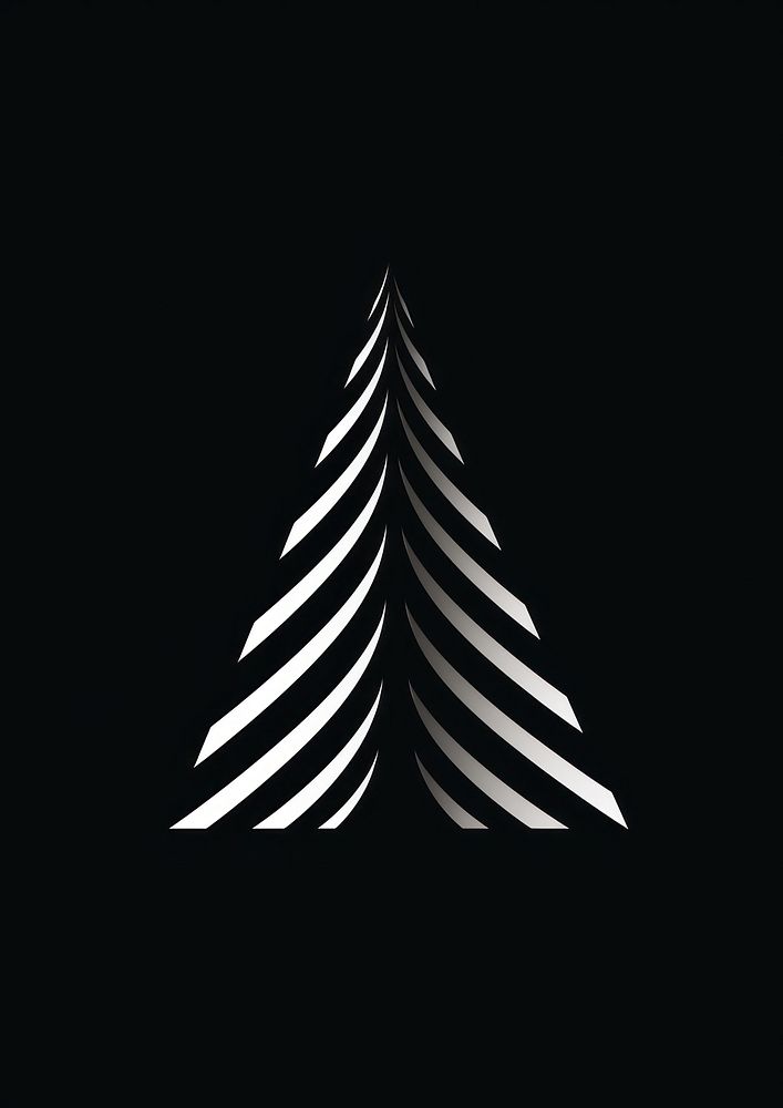 A minimal christmas tree shape white line black background. AI generated Image by rawpixel.