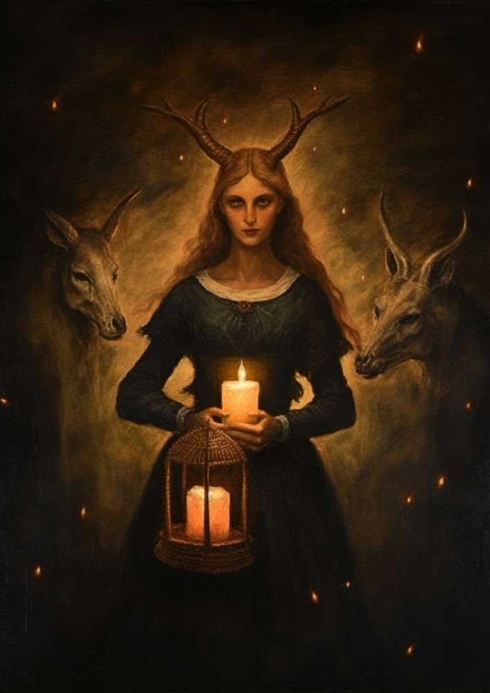 A witch painting art candle. AI generated Image by rawpixel.