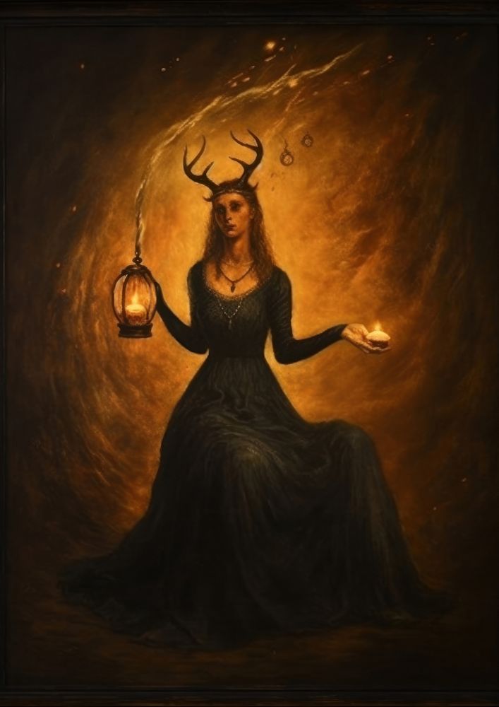 A witch painting antler adult. AI generated Image by rawpixel.