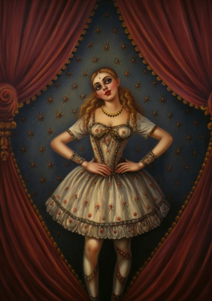 A one circus freak character painting art portrait. 