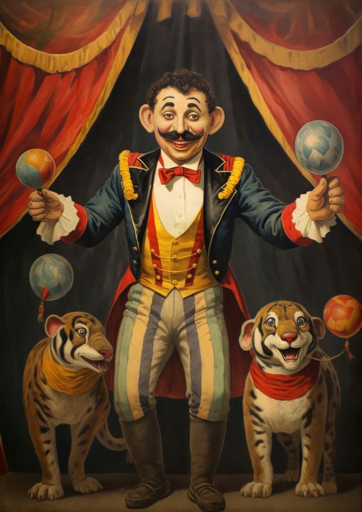 A circus animal portrait painting mammal. AI generated Image by rawpixel.