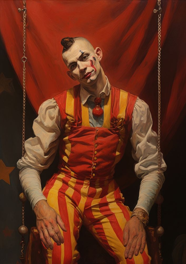 A one circus freak character painting adult clown. 