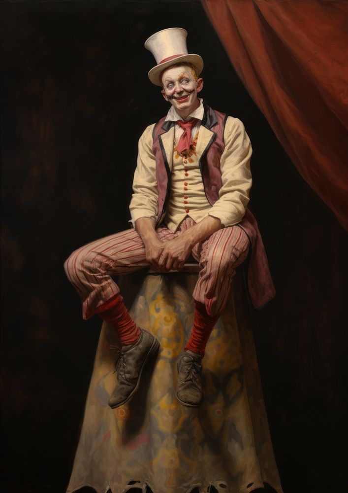 A one circus freak character acrobatics painting art portrait. 