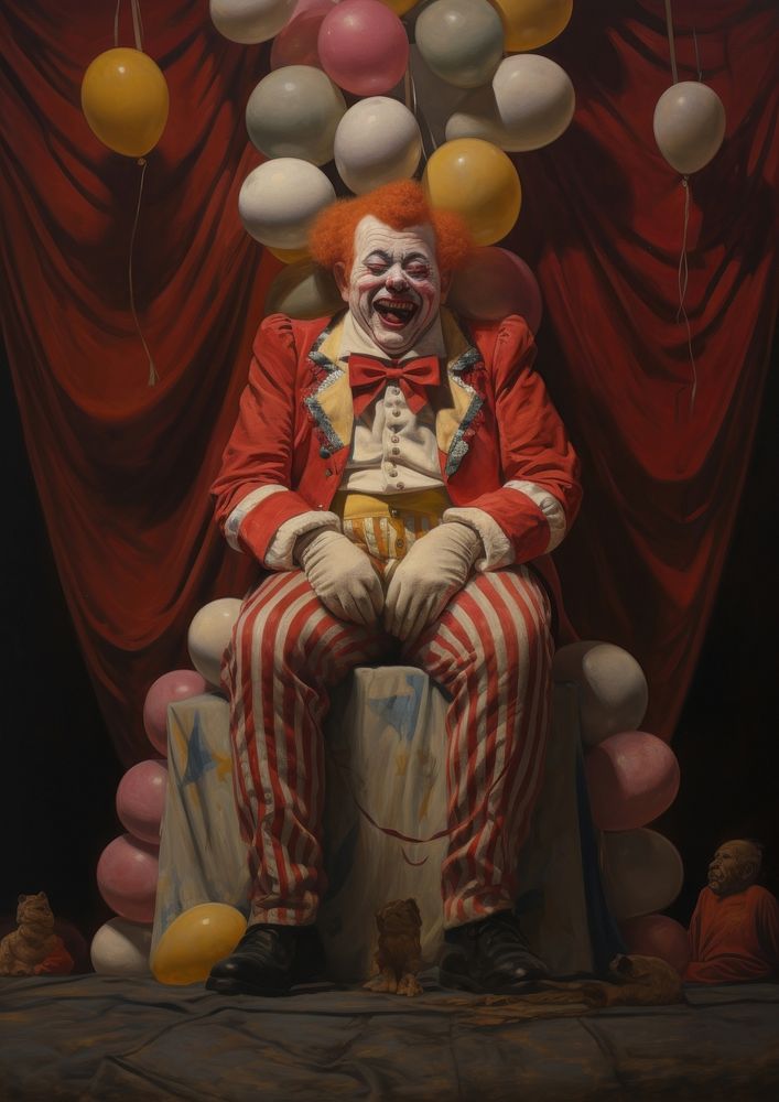 A one circus freak character painting person clown. 