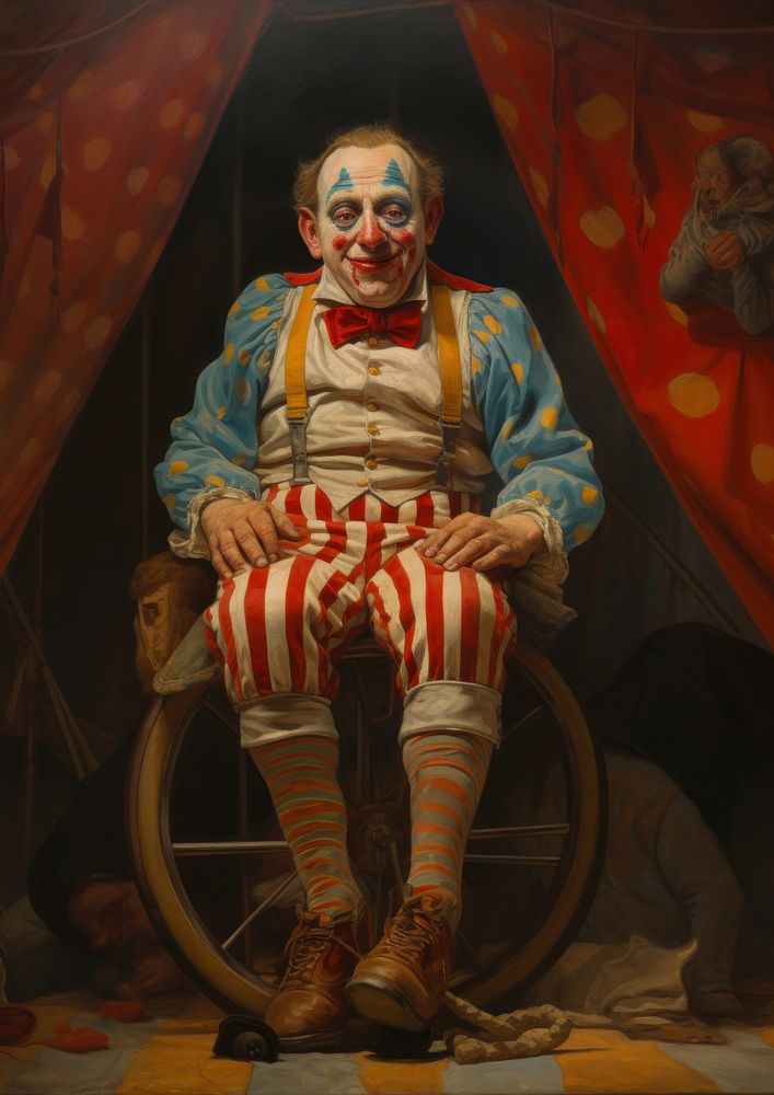 A one circus freak character painting person clown. 