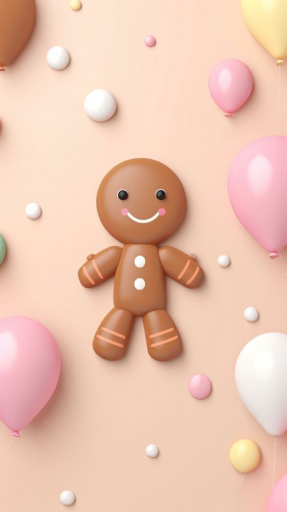 Cute minimal gingerbread man brown food anthropomorphic. AI generated Image by rawpixel.