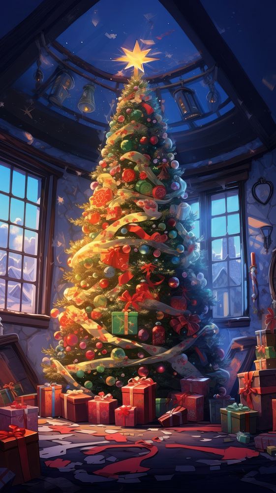 Christmas theme background anticipation architecture illuminated. AI generated Image by rawpixel.