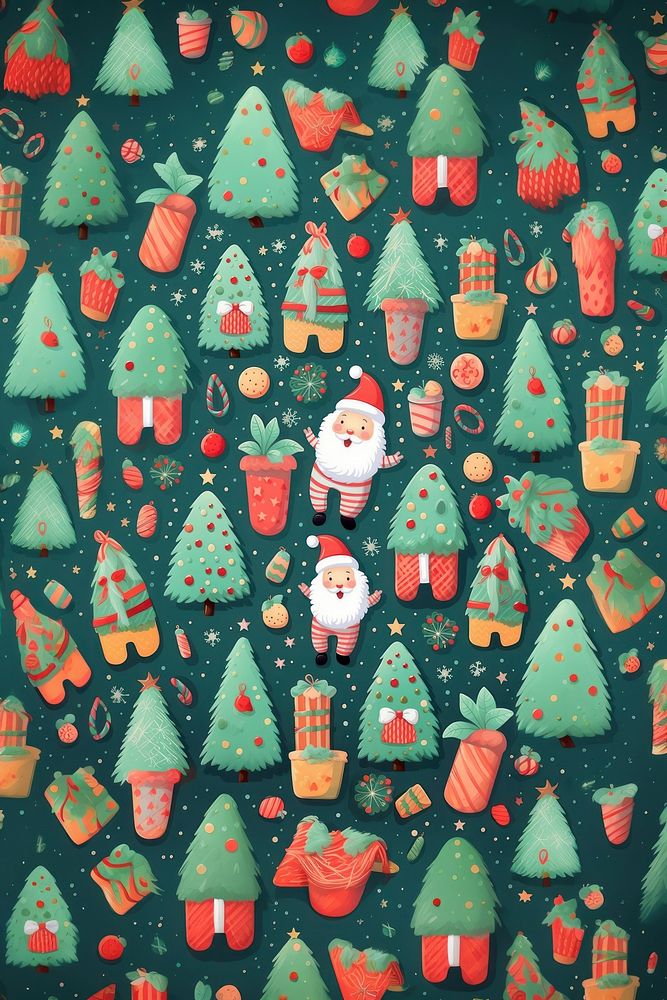 Christmas festive christmas pattern cartoon. AI generated Image by rawpixel.