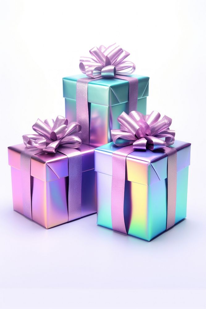 3 party presents purple gift white background. AI generated Image by rawpixel.