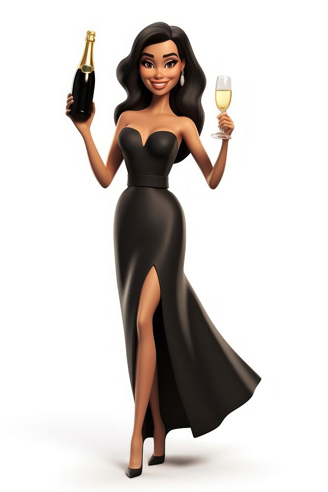 A champagne bottle dress cartoon adult. AI generated Image by rawpixel.