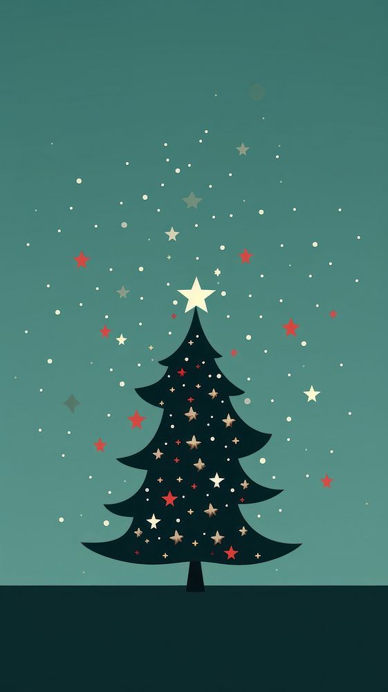 Cute christmas tree wallpaper illuminated celebration decoration. AI generated Image by rawpixel.