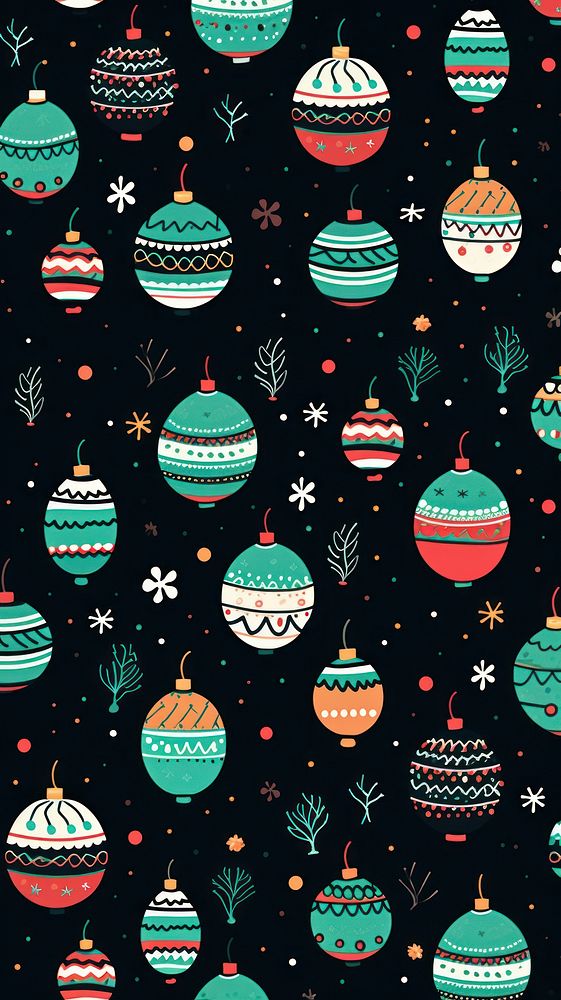 Christmas bauble patterned mobile wallpaper christmas illuminated celebration. AI generated Image by rawpixel.
