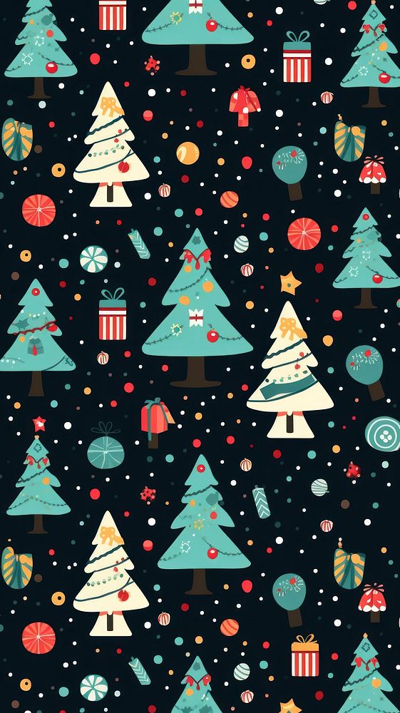 Christmas patterned mobile wallpaper christmas illuminated celebration. AI generated Image by rawpixel.