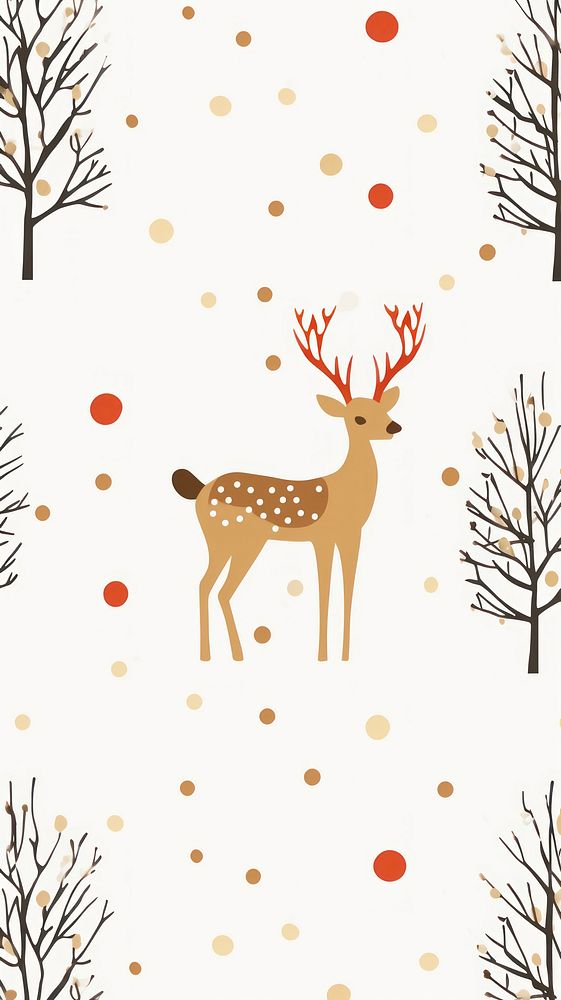 Christmas reindeer pattern mobile wallpaper christmas drawing animal. AI generated Image by rawpixel.