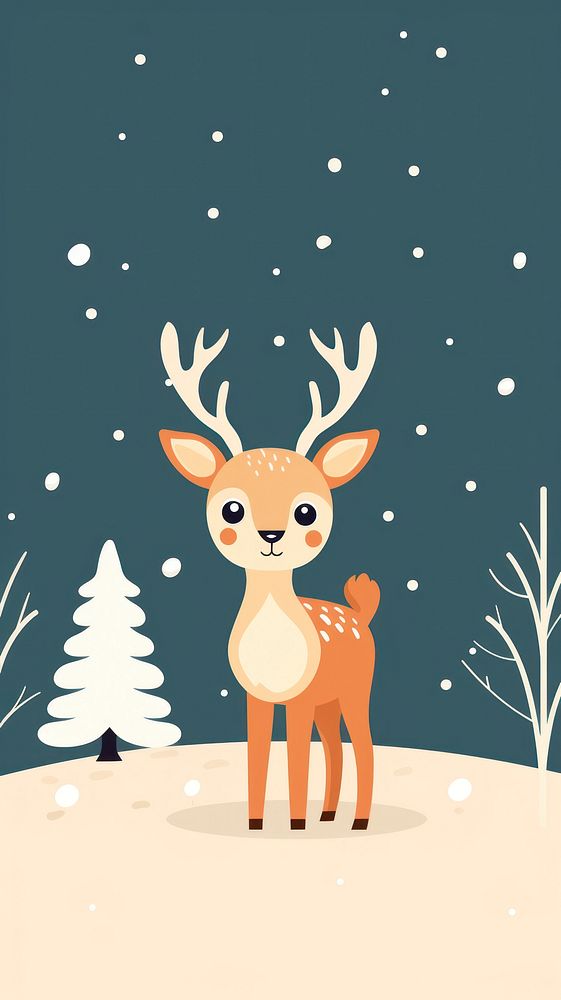 Cute reindeer illustration christmas outdoors animal. AI generated Image by rawpixel.