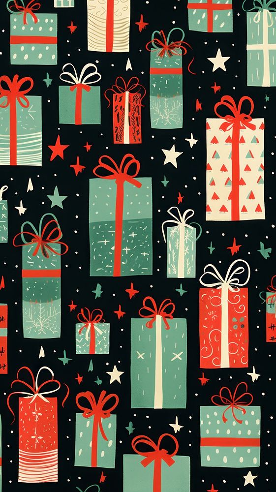 Christmas gifts-themed pattern backgrounds celebration decoration. AI generated Image by rawpixel.