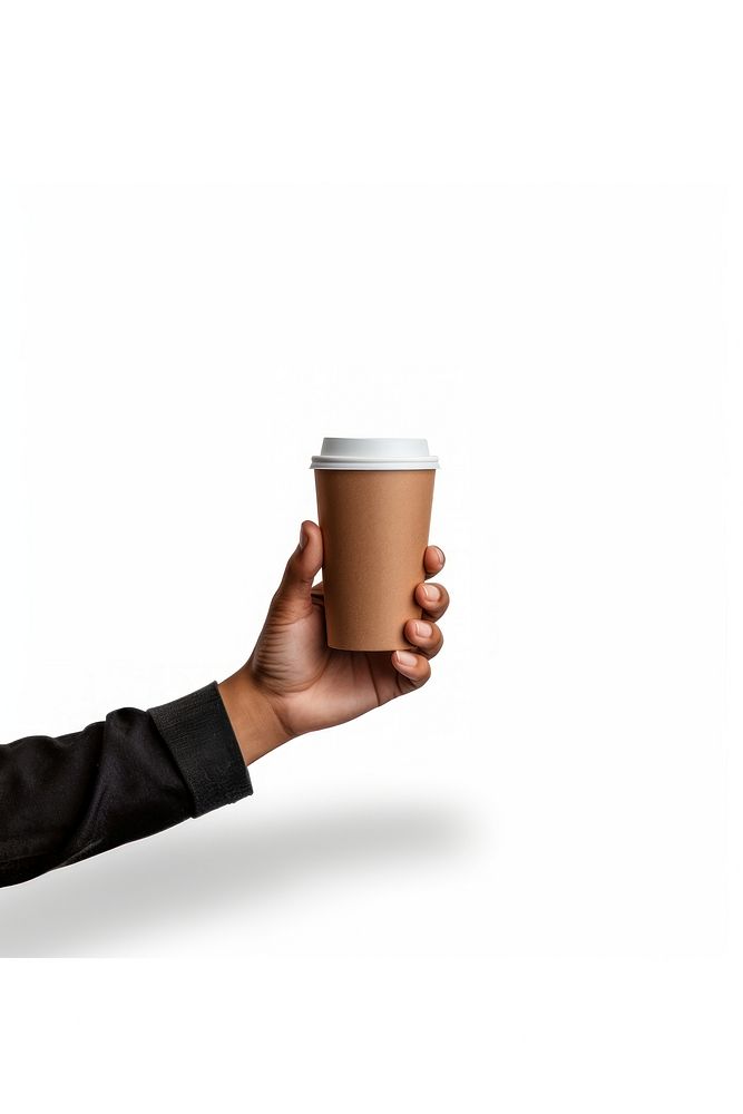 Coffee paper cup holding hand mug. AI generated Image by rawpixel.