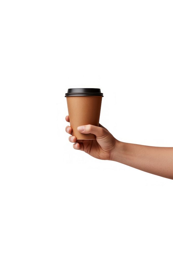 Coffee paper cup holding hand mug. AI generated Image by rawpixel.