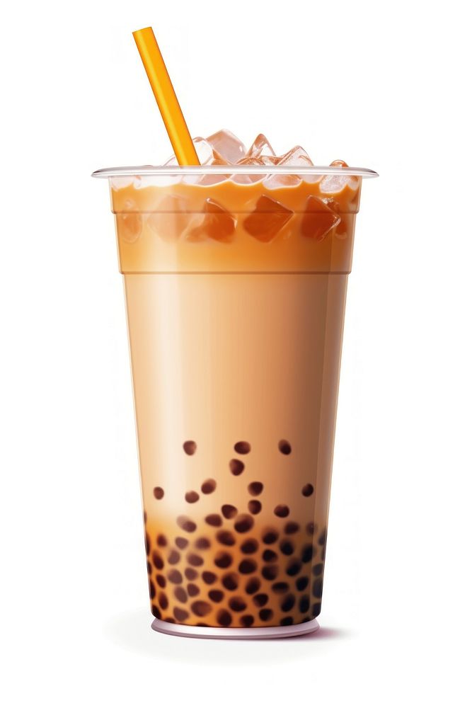 Boba Tea drink white background refreshment disposable. AI generated Image by rawpixel.