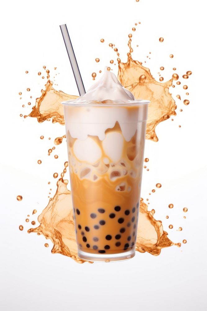 Boba tea drink white background refreshment milkshake. AI generated Image by rawpixel.