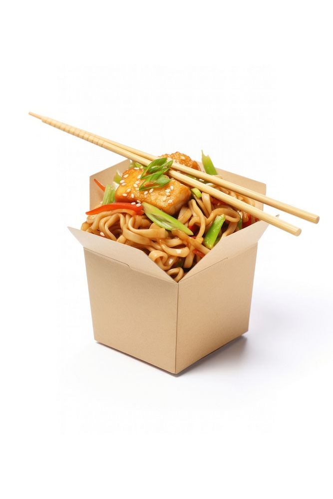 Chinese noodle chopsticks food box. AI generated Image by rawpixel.