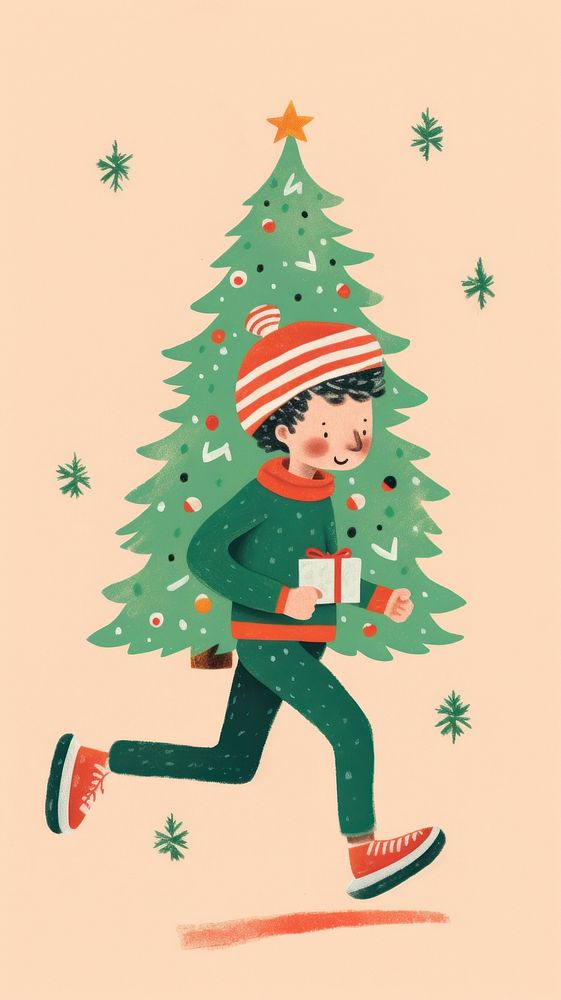 Christmas running tree head. AI generated Image by rawpixel.