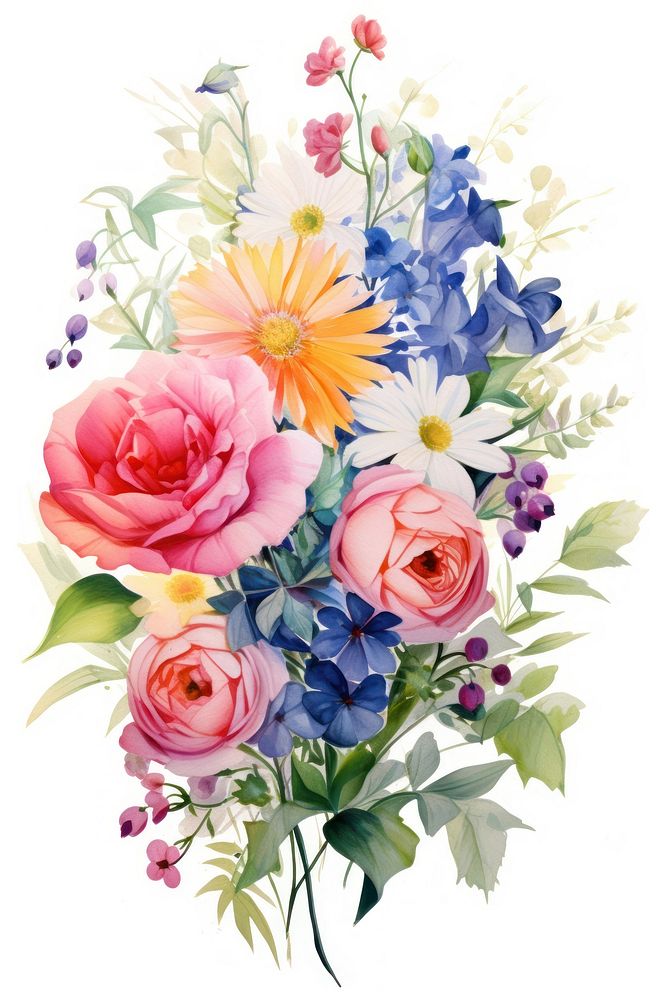 Summer flower bouquet painting pattern plant. AI generated Image by rawpixel.