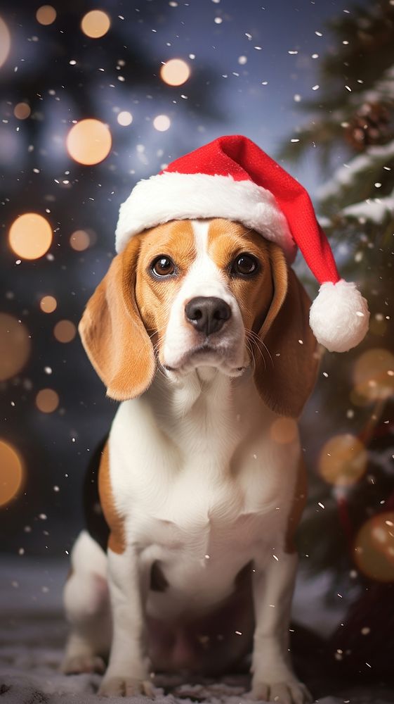 Beagle christmas animal mammal. AI generated Image by rawpixel.