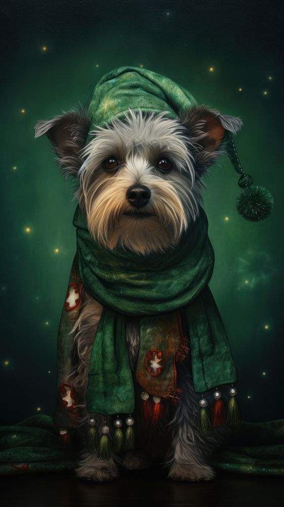 Dog christmas portrait terrier. AI generated Image by rawpixel.