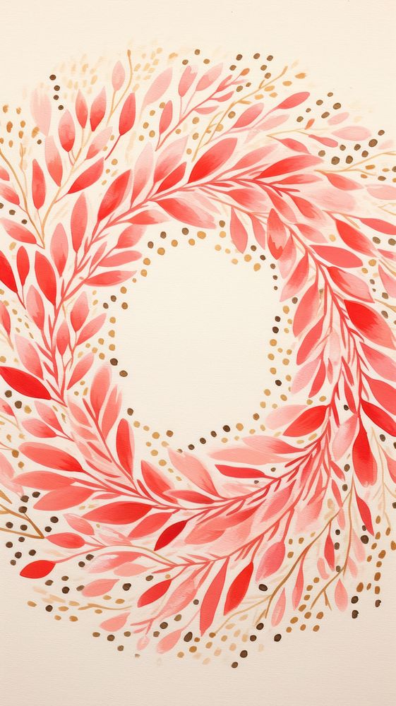 Christmas wreath background pattern art red. AI generated Image by rawpixel.