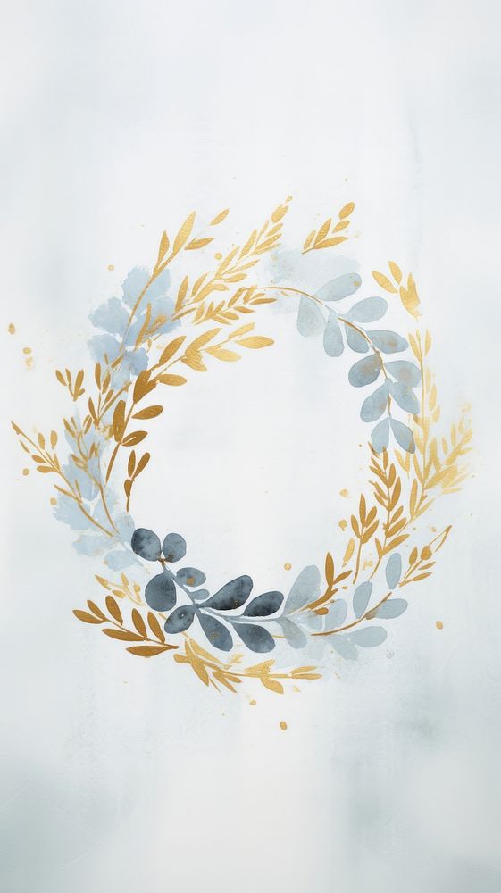 Christmas wreath pattern plant gold. AI generated Image by rawpixel.