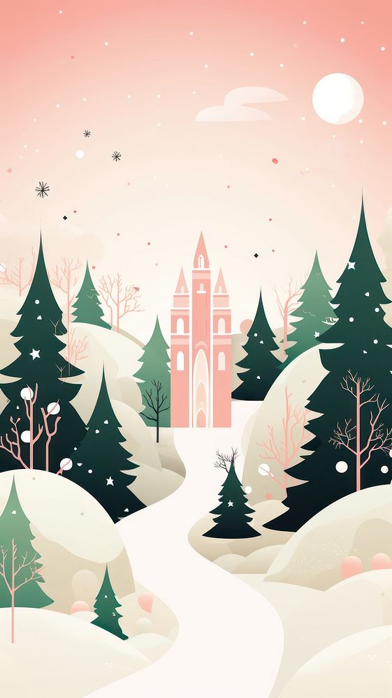 Christmas landscape plant tree pink. AI generated Image by rawpixel.