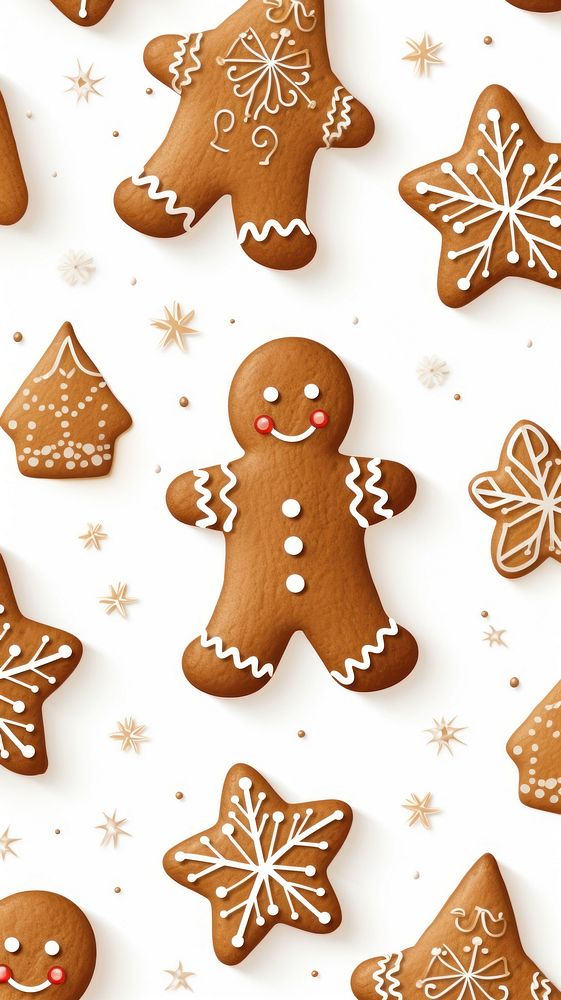 Christmas gingerbread man pattern wallpaper christmas dessert cookie. AI generated Image by rawpixel.