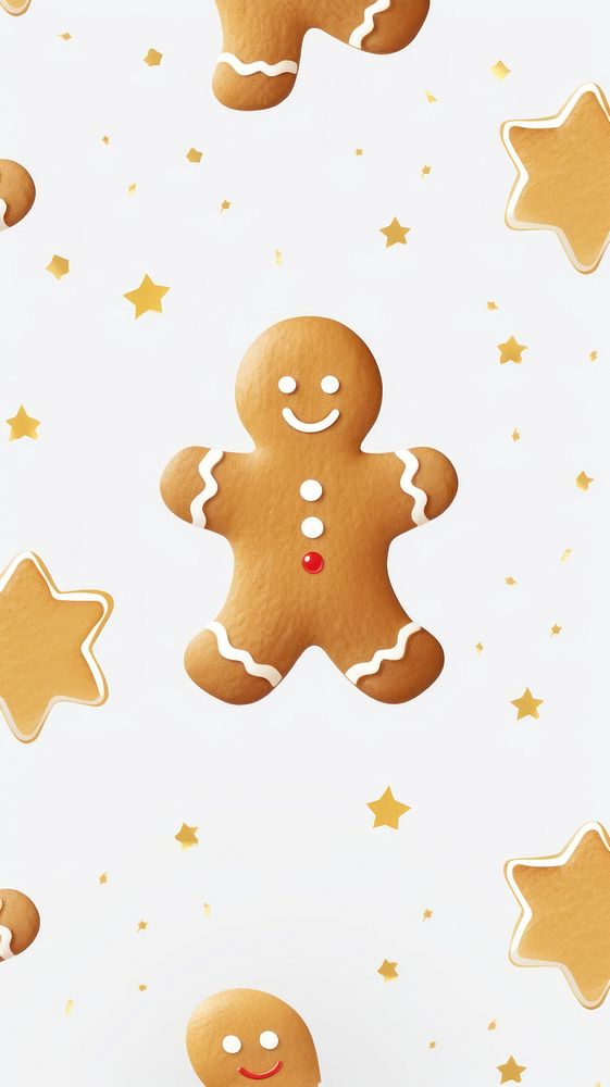 Christmas gingerbread man pattern wallpaper christmas cookie food. AI generated Image by rawpixel.