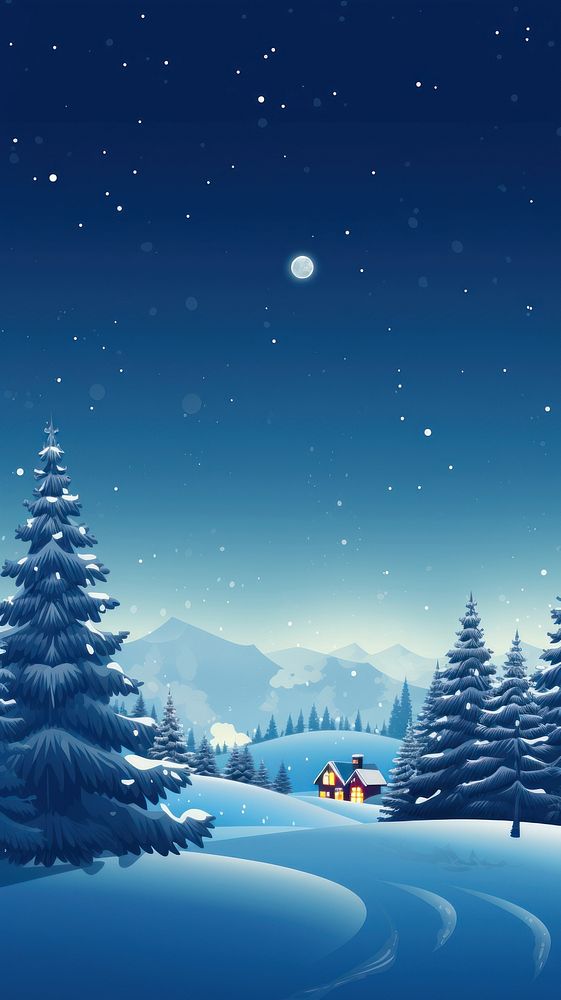 Christmas night mobile wallpaper christmas landscape astronomy. AI generated Image by rawpixel.