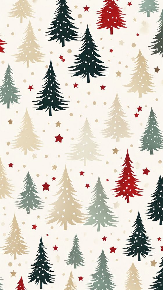 Christmas patterned mobile wallpaper christmas plant tree. AI generated Image by rawpixel.