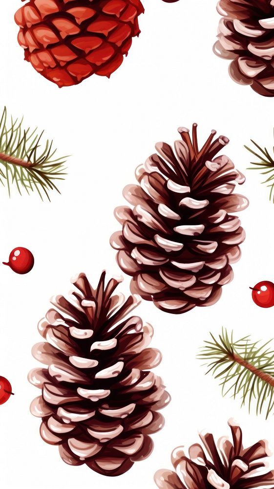 Christmas pinecone patterned mobile wallpaper christmas plant tree. AI generated Image by rawpixel.