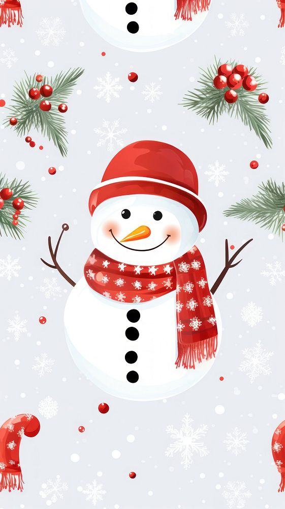 Christmas snowman pattern wallpaper christmas winter white. AI generated Image by rawpixel.