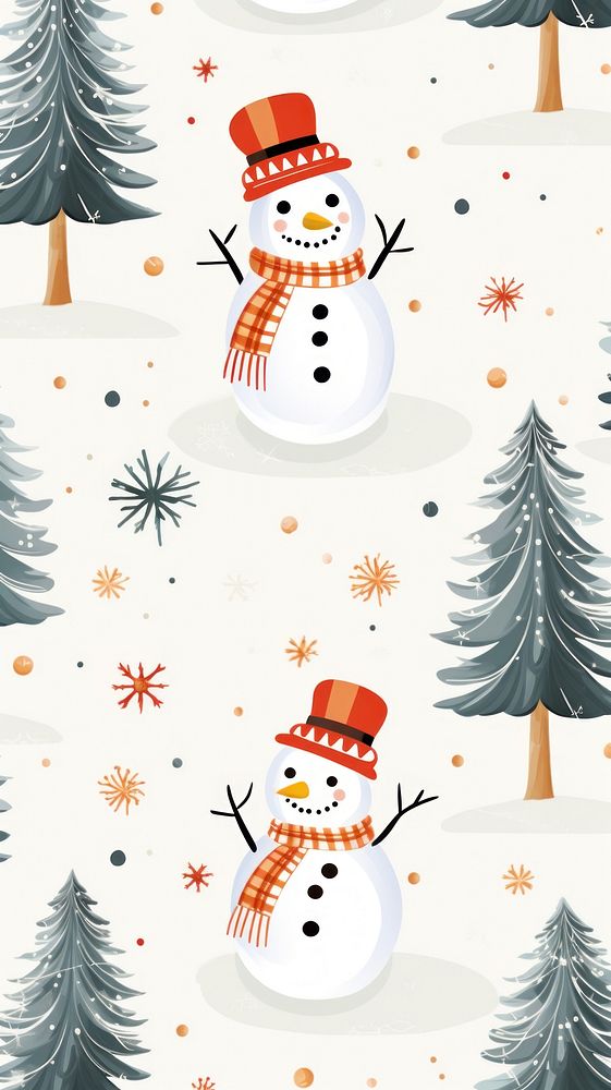 Christmas snowman pattern wallpaper christmas winter nature. AI generated Image by rawpixel.