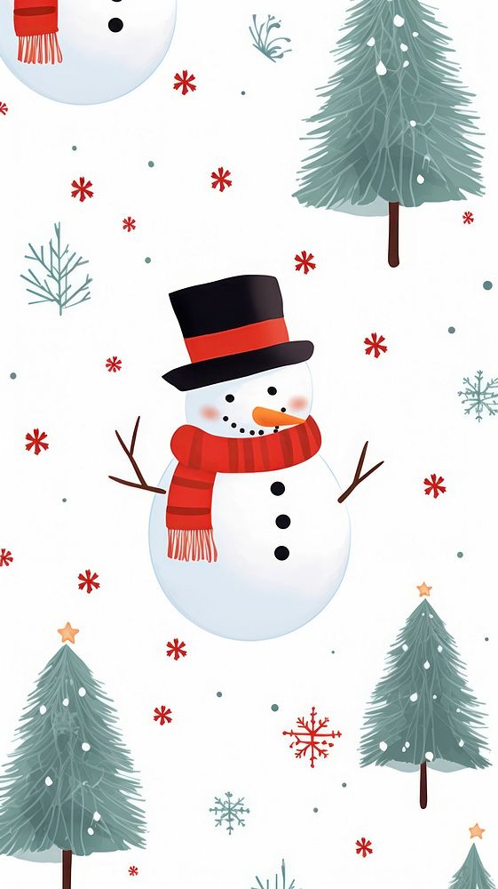 Christmas snowman patterned mobile wallpaper christmas drawing winter. AI generated Image by rawpixel.