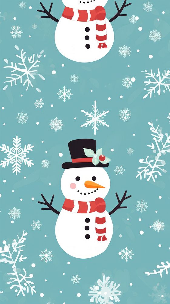Christmas snowman patterned mobile wallpaper christmas winter white. AI generated Image by rawpixel.