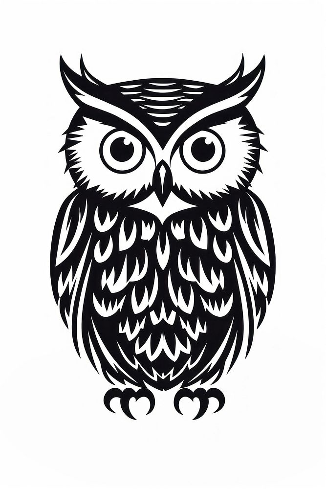 Night owl drawing animal sketch. AI generated Image by rawpixel.