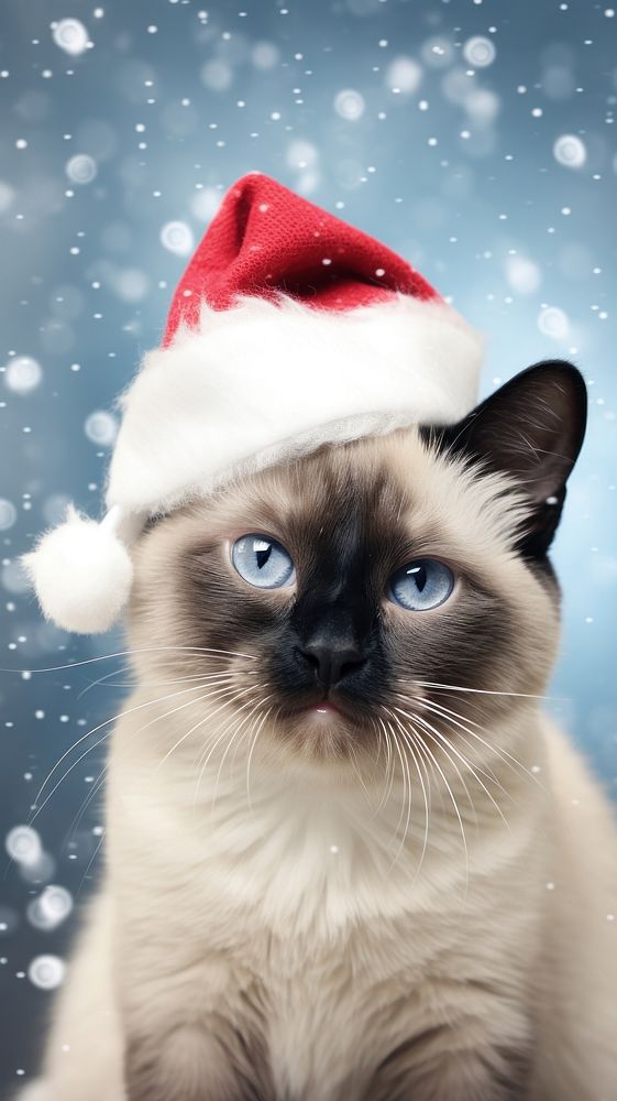 Christmas siamese mammal animal. AI generated Image by rawpixel.