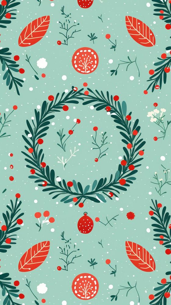 A christmas wreath pattern backgrounds celebration creativity. AI generated Image by rawpixel.