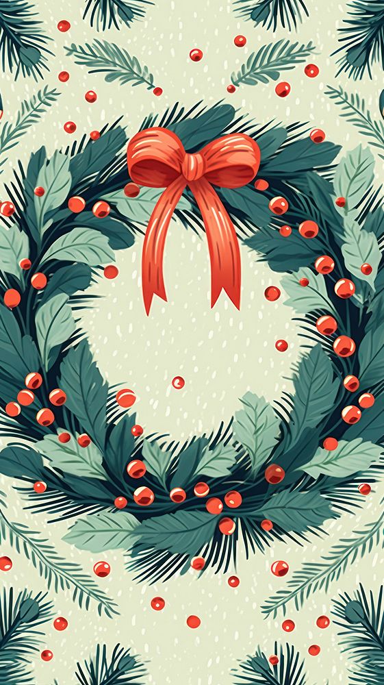 A christmas wreath pattern art backgrounds celebration. AI generated Image by rawpixel.