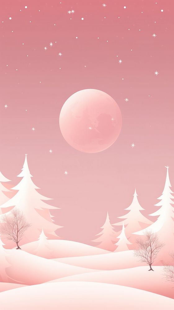 Pastel pink christmas wallpaper outdoors nature night. AI generated Image by rawpixel.