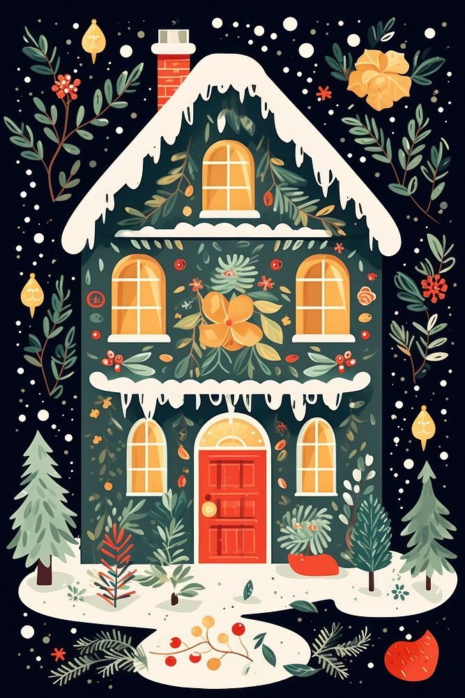 Christmas festival christmas cartoon house. AI generated Image by rawpixel.