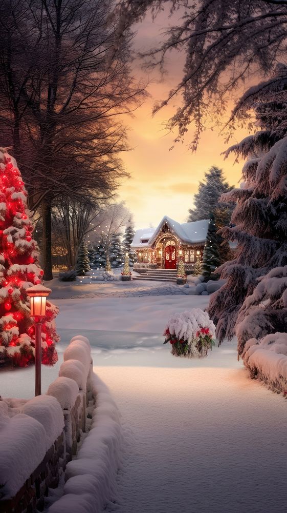 Christmas house decoration architecture building outdoors. AI generated Image by rawpixel.