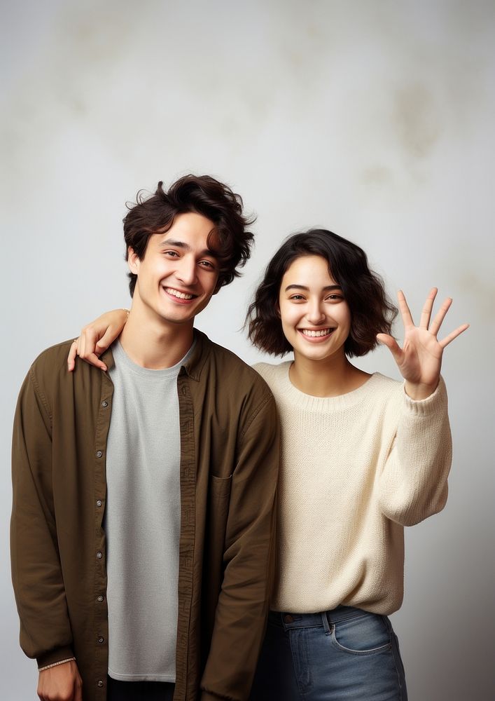 Young adult couple portrait sweater people. AI generated Image by rawpixel.