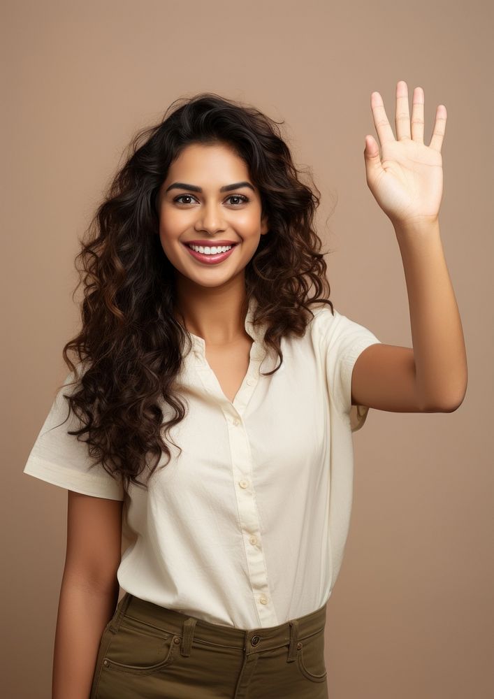 Indian woman portrait blouse smile. AI generated Image by rawpixel.